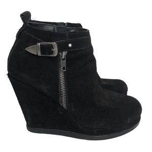 Dolce Vita Suede Black Wedge Booties Size 6.5